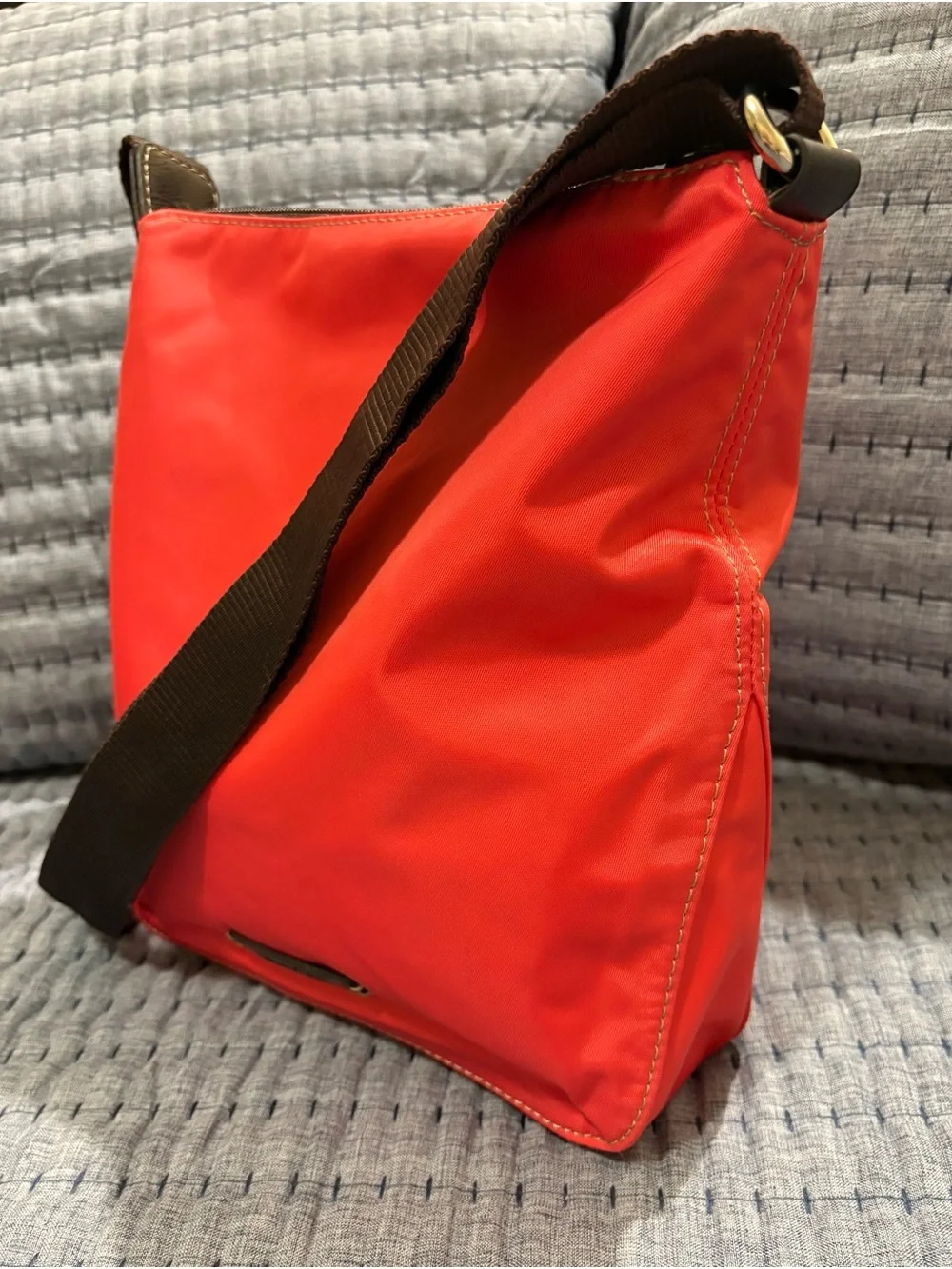 Nine & Co. Pink Red Crossbody with Brown Trim